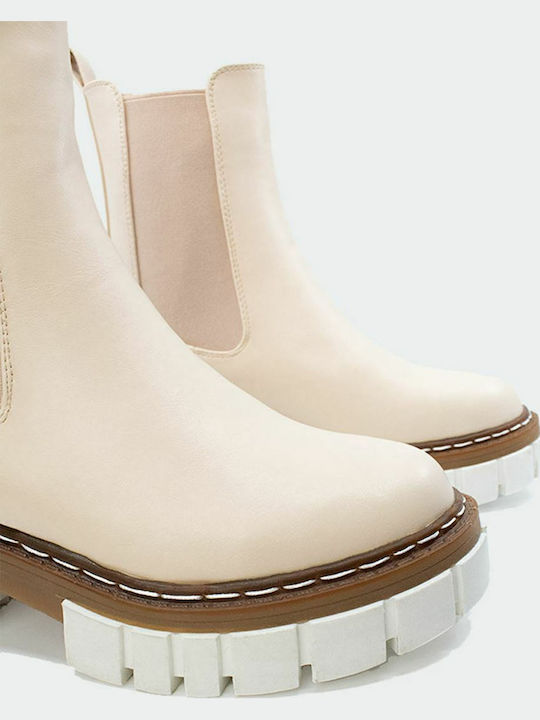 Women's Chelsea Boots with Medium Heel Nude