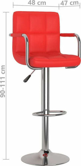Taburete Bar Cu Spătar și Înălțime Reglabilă Roșii 2 Buc 48x47x90-111 cm