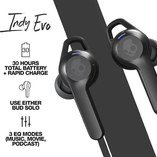 Skullcandy Indy Evo In-ear Bluetooth Handsfree Earphones with Charging Case True Black