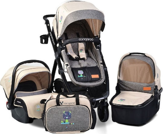 Cangaroo Stefanie 3 in 1 Ρυθμιζόμενο Καρότσι 3 σε 1 Kατάλληλο για Nεογέννητο Μπεζ 11kg