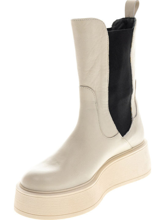 Leather Women's Chelsea Boots Ecru