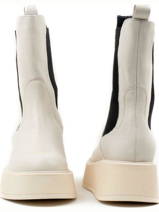 Leather Women's Chelsea Boots Ecru