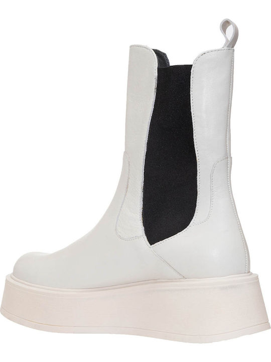 Leather Women's Chelsea Boots Ecru