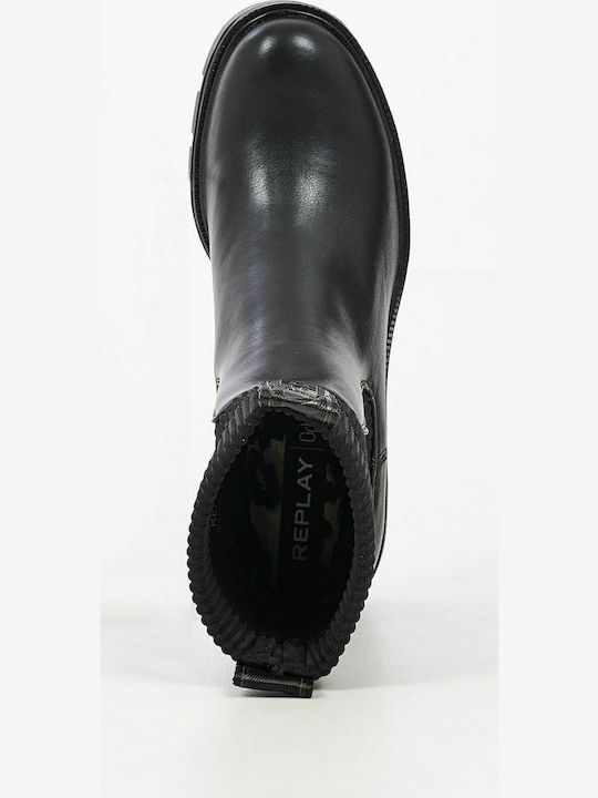 Huitlock Damen Chelsea Stiefeletten mit mittlerem Absatz Schwarz