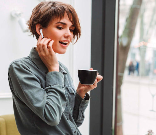 Buz 1 In-ear Bluetooth Handsfree Ακουστικά με Θήκη Φόρτισης Λευκά
