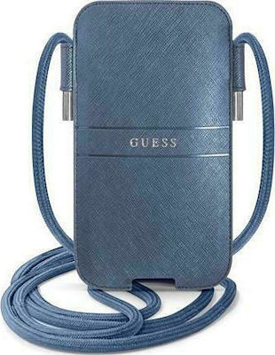 Guess Saffiano Metal Logo S/M Beutel Blau GUPHMPSASBBL