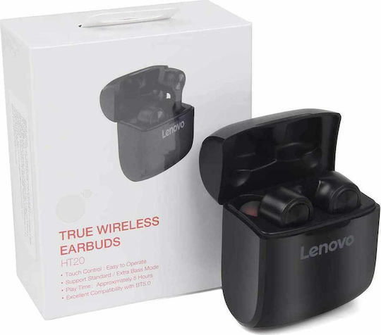 Lenovo HT20 In-ear Bluetooth Handsfree Ακουστικά με Θήκη Φόρτισης Μαύρα