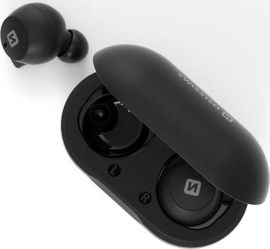 Swissten Stonebuds Bluetooth Handsfree Ακουστικά με Θήκη Φόρτισης Μαύρα