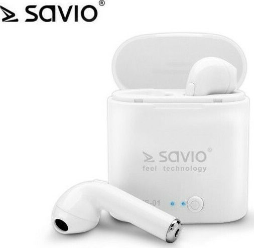 Savio TWS-01 In-ear Bluetooth Handsfree Ακουστικά με Θήκη Φόρτισης Λευκά