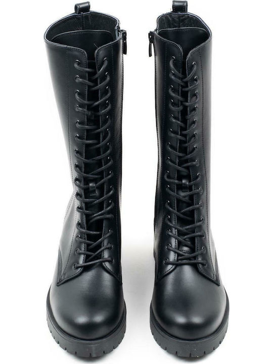 35313 Leder Stiefeletten Damen Schwarz
