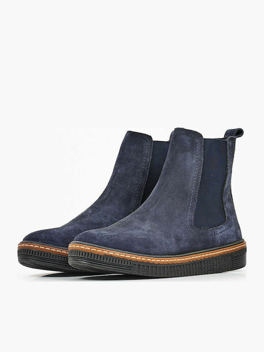 Mancose Suede Γυναικεία Chelsea Μποτάκια Navy Μπλε