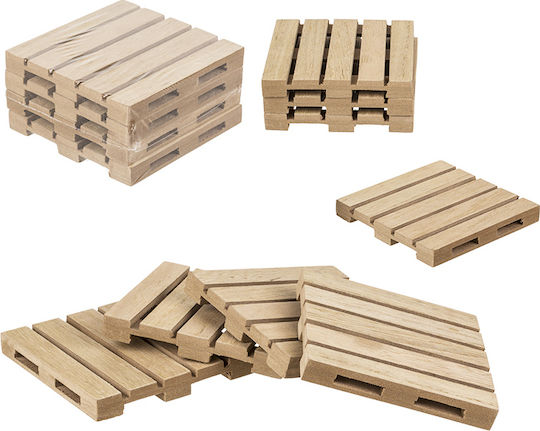 Zmart Imports Σουβέρ Ξύλινο Μπεζ 10x10cm 4τμχ