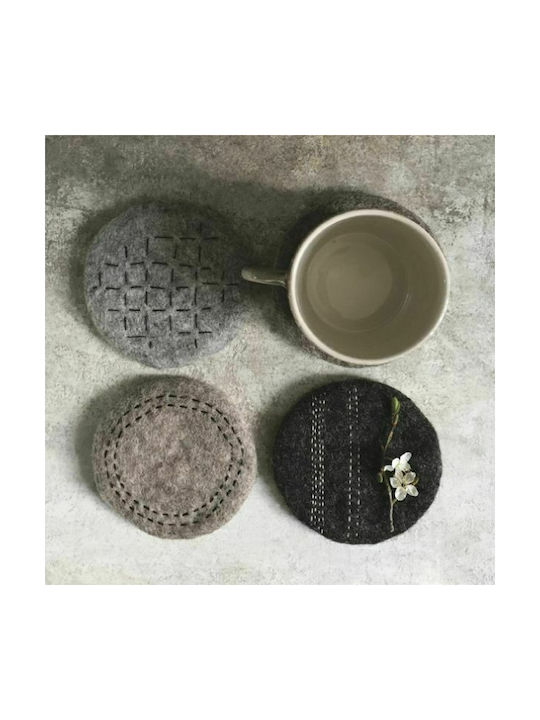 Synchronia Round Fabric Beige Coaster