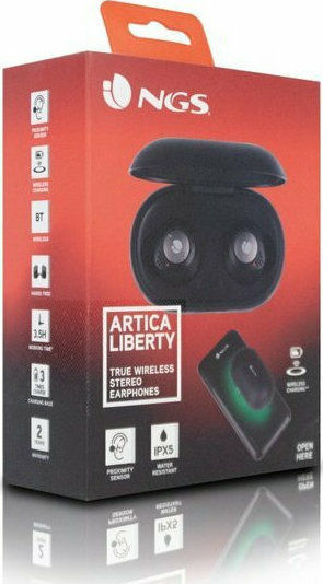 NGS Artica Liberty In-ear Bluetooth Handsfree Earphones with Sweat Resistance and Charging Case Black