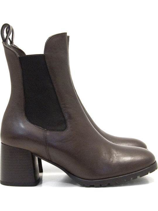 Leather Women's Ankle Boots Brown