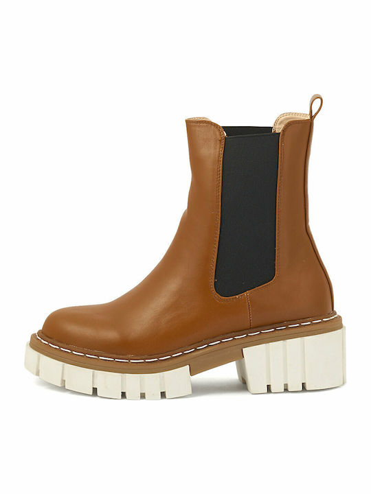 Women's Chelsea Boots with Medium Heel Tabac Brown