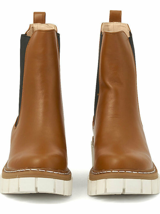 Women's Chelsea Boots with Medium Heel Tabac Brown