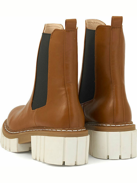 Women's Chelsea Boots with Medium Heel Tabac Brown