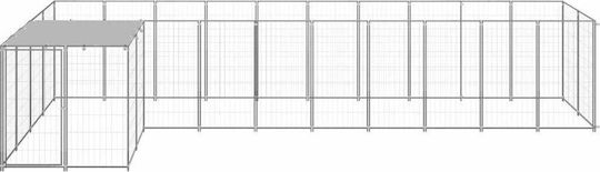 vidaXL Hundetore 7,26 m² aus Metall in Silber Farbe 220 x 550 x 110cm