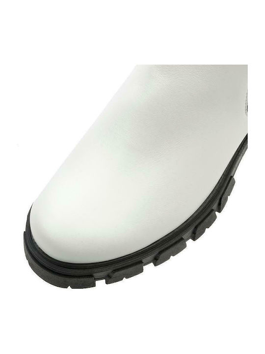 Leather Women's Ankle Boots White