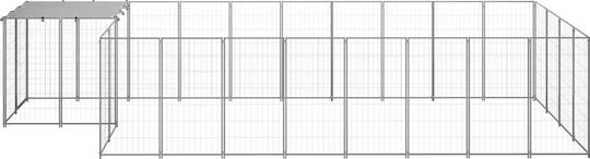 vidaXL Dog Park 10.89 sq.m. Made of Metal in Silver Colour 550 x 220 x 110 cm