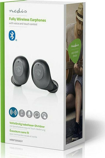 Nedis HPBT5056GY In-ear Bluetooth Handsfree Earphones with Charging Case Gray