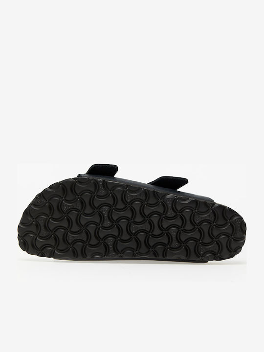 Arizona Big Buckle Oiled Leather Leather Women's Flat Sandals Anatomic in Black Color Narrow Fit
