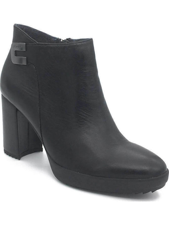 Stonefly Oprah Leather Women's Ankle Boots with High Heel Black