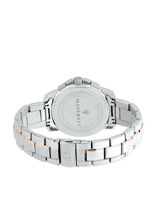 Maserati Successo Chronograph Men's Watch 45mm Chronograph Battery with Silver Metal Bracelet