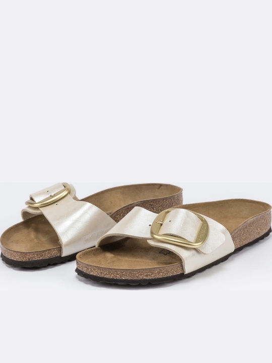 Madrid Big Buckle Birko-Flor Women's Anatomic Sandals Graceful Pearl White Narrow Fit