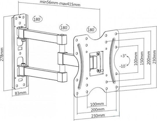 Brateck KLA27-223 KLA27-223 Wall TV Mount with Arm up to 42" and 30kg