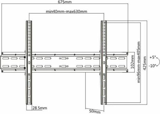 Brateck KL25-46T Βάση Τηλεόρασης Τοίχου έως 70" και 35kg