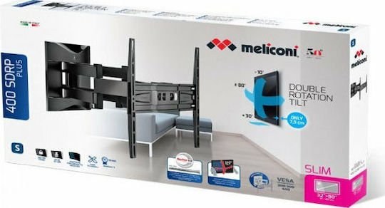 Meliconi Plus 400 SDRP Βάση Τηλεόρασης Τοίχου με Βραχίονα έως 80" και 55kg
