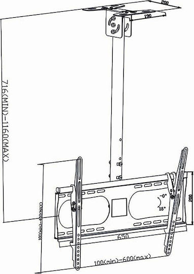 Nedis TVCM1350BK TV Mount Ceiling with Arm up to 65" and 45kg
