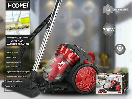 Hoomei Vacuum Cleaner 700W Bagless 2.5lt Red