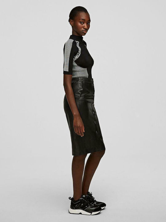 Leather Pencil High-waisted Midi Skirt Black