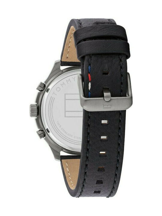 Tommy Hilfiger Asher Men's Watch 44mm Chronograph Battery with Black Leather Strap