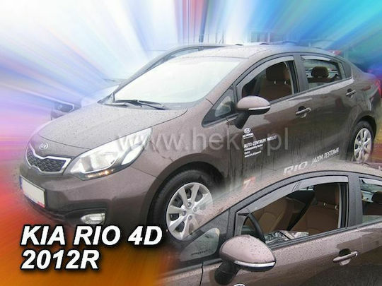 Heko Set of Windbreakers Front and Rear Car Dark Fime for Kia Rio 4pcs