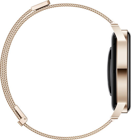 Huawei Watch GT 3 Elegant Stainless Steel 42mm Waterproof with Heart Rate Monitor (Gold Milanese Strap)