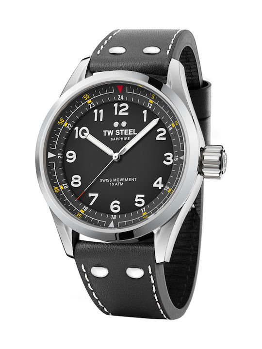TW Steel Volante Ανδρικό Ρολόι 45mm Μπαταρίας με Μαύρο Δερμάτινο Λουράκι