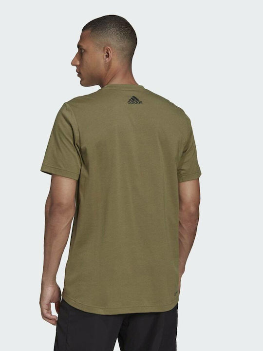 Adidas Aeroready Αθλητικό Ανδρικό T-shirt Focus Olive με Λογότυπο