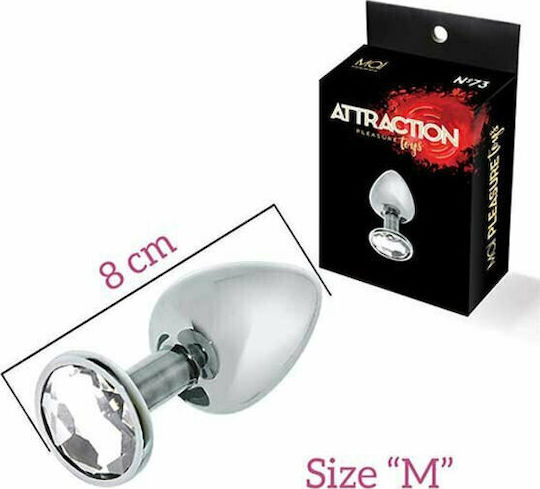 Mai No 73 Anal Plug Medium Steel with Jewel Transparent Medium Silver