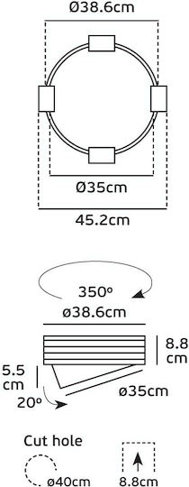 VK Lighting Rund Vertieft LED Panel 30W mit Warmes Weiß Licht 3000K