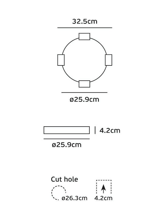 VK Lighting Round Recessed LED Panel 20W with Natural White Light 4000K 32.5cm