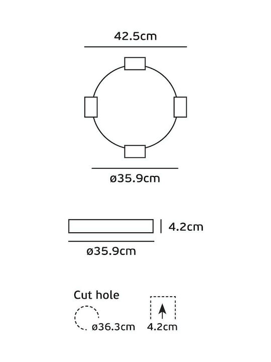 VK Lighting Round Recessed LED Panel 30W with Natural White Light 4000K 42.5cm