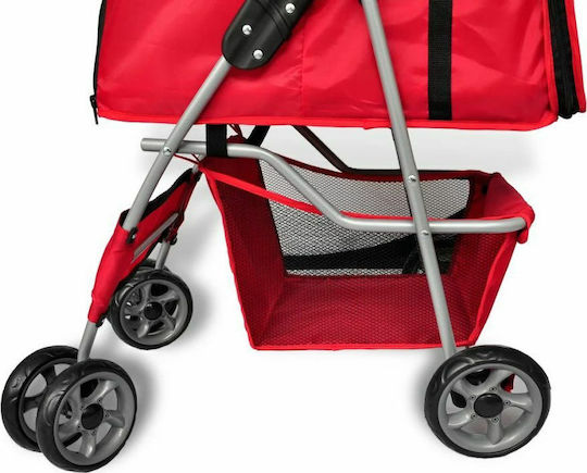 vidaXL Dog Carrying Red Stroller for 15kg Pets L37xW80xH99cm