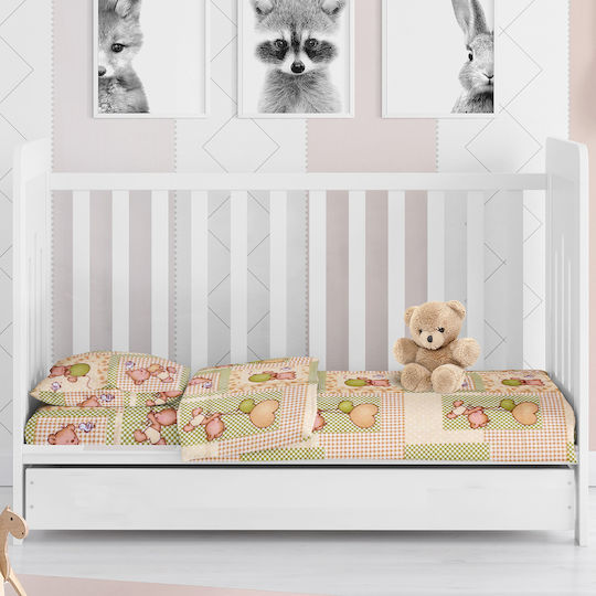 Dimcol Baloon Baby Sheet Crib Flannel Fitted Beige 70x140cm
