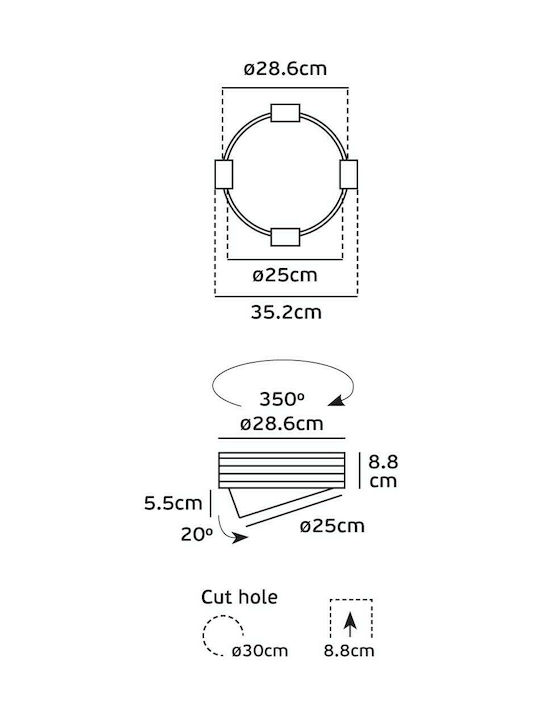 VK Lighting Round Recessed LED Panel 20W with Natural White Light 4000K 28.6cm