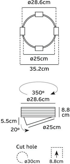 VK Lighting Round Recessed LED Panel 20W 28.6cm