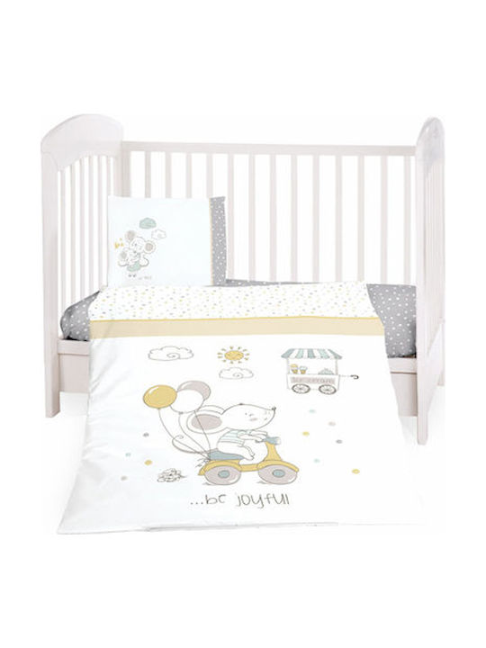 Kikka Boo Joyful Mice Baby Sheets Set Crib Cotton Fitted Gray 70x140cm 3pcs 41101030121